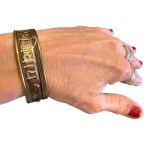 Handcrafted Copper Brass Hindi Caligraphy Cuff Bracelet